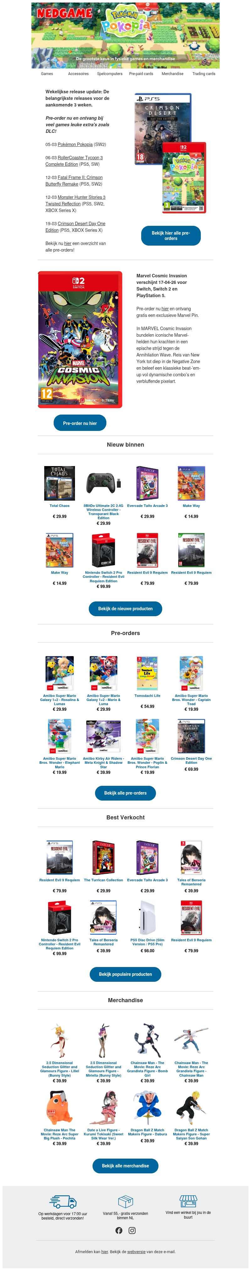 Bekijk de pre-orders voor de komende 3 weken / Marvel Cosmic Invasion met gratis Marvel Pin
Bekijk de pre-orders voor de komende 3 weken / Marvel Cosmic Invasion met gratis Marvel Pin