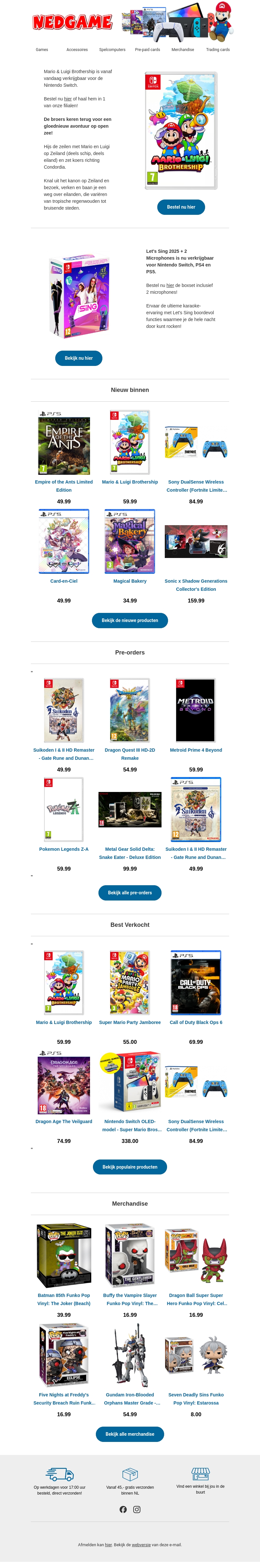 Nu verkrijgbaar: Mario & Luigi Brothership / Let's Sing 2025 + 2 Microphones Nu verkrijgbaar: Mario & Luigi Brothership / Let's Sing 2025 + 2 Microphones