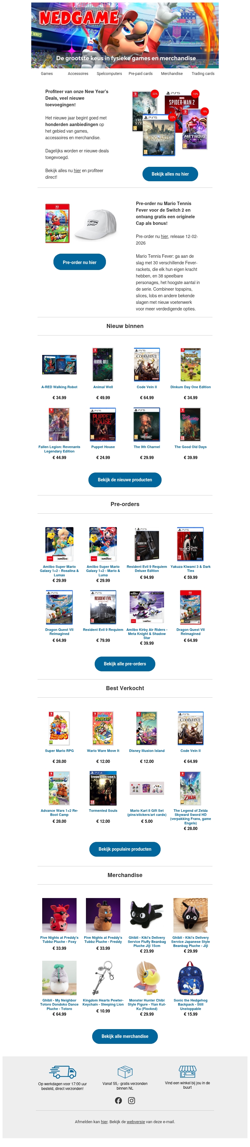 Profiteer van onze New Year's Deals, veel nieuwe toevoegingen! / Mario Tennis Fever + Gratis Cap
Profiteer van onze New Year's Deals, veel nieuwe toevoegingen! / Mario Tennis Fever + Gratis Cap