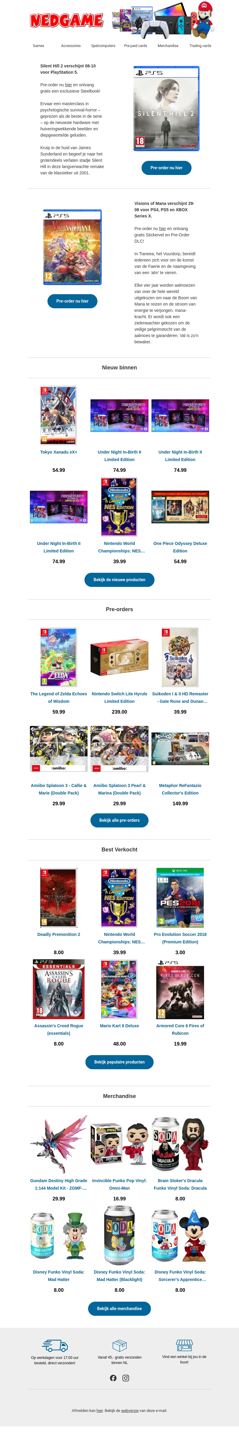 PRE-ORDER NU: Silent Hill 2 + Steelbook / Visions of Mana + Stickervel + Pre-Order DLC PRE-ORDER NU: Silent Hill 2 + Steelbook / Visions of Mana + Stickervel + Pre-Order DLC