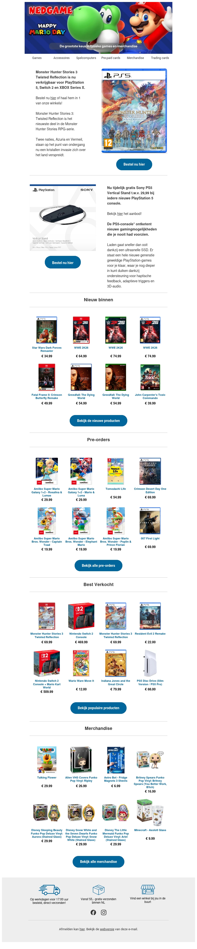 Monster Hunter Stories 3 is nu verkrijgbaar / Gratis Vertical Stand t.w.v. 29,99 bij iedere nieuwe PS 5 console! Monster Hunter Stories 3 is nu verkrijgbaar / Gratis Vertical Stand t.w.v. 29,99 bij iedere nieuwe PS 5 console!