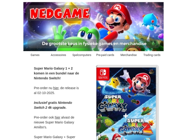 Super Mario Galaxy 1 + 2​ Pre-Order / Tamagotchi Paradise​ is nu verkrijgbaar!