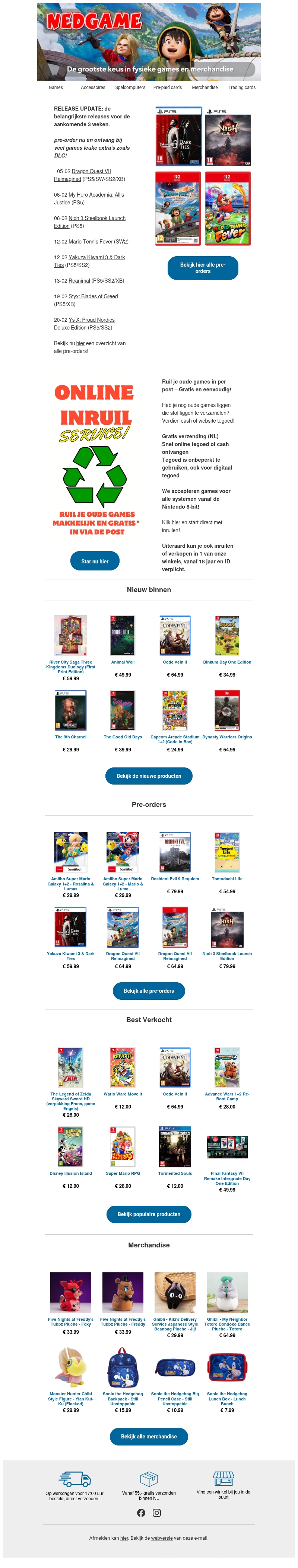 Bekijk de pre-orders voor de komende 3 weken / Bepaal zelf je korting met Online Inruil! Bekijk de pre-orders voor de komende 3 weken / Bepaal zelf je korting met Online Inruil!