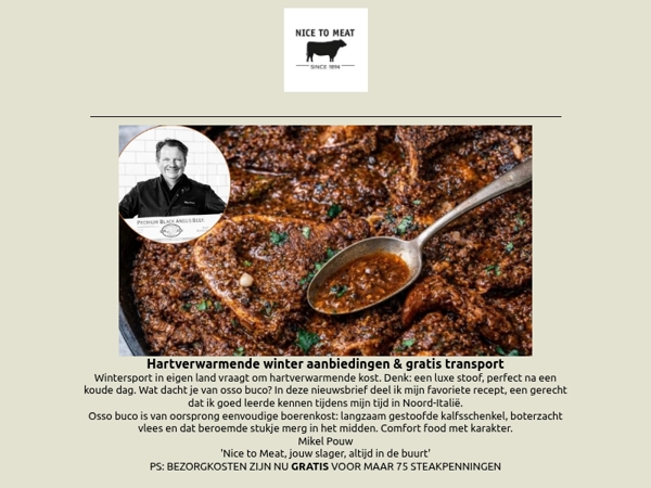 ❄ Winteractie: Gratis bezorging met STEAKpenningen & recept ❤verwarmende Osso Buco