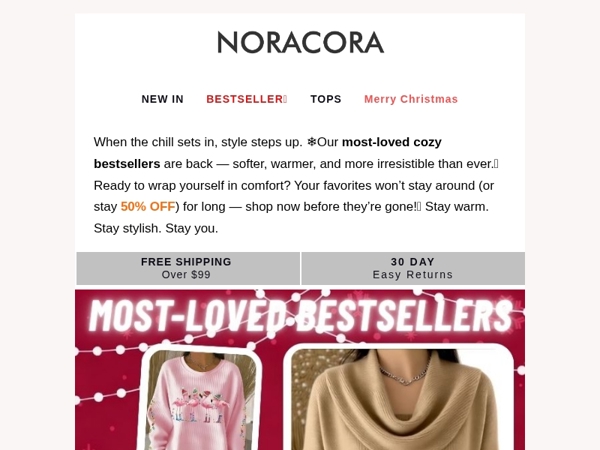 ✨Cold Days, Hot Deals – Cozy Bestsellers Are Back at 50% OFF!👑