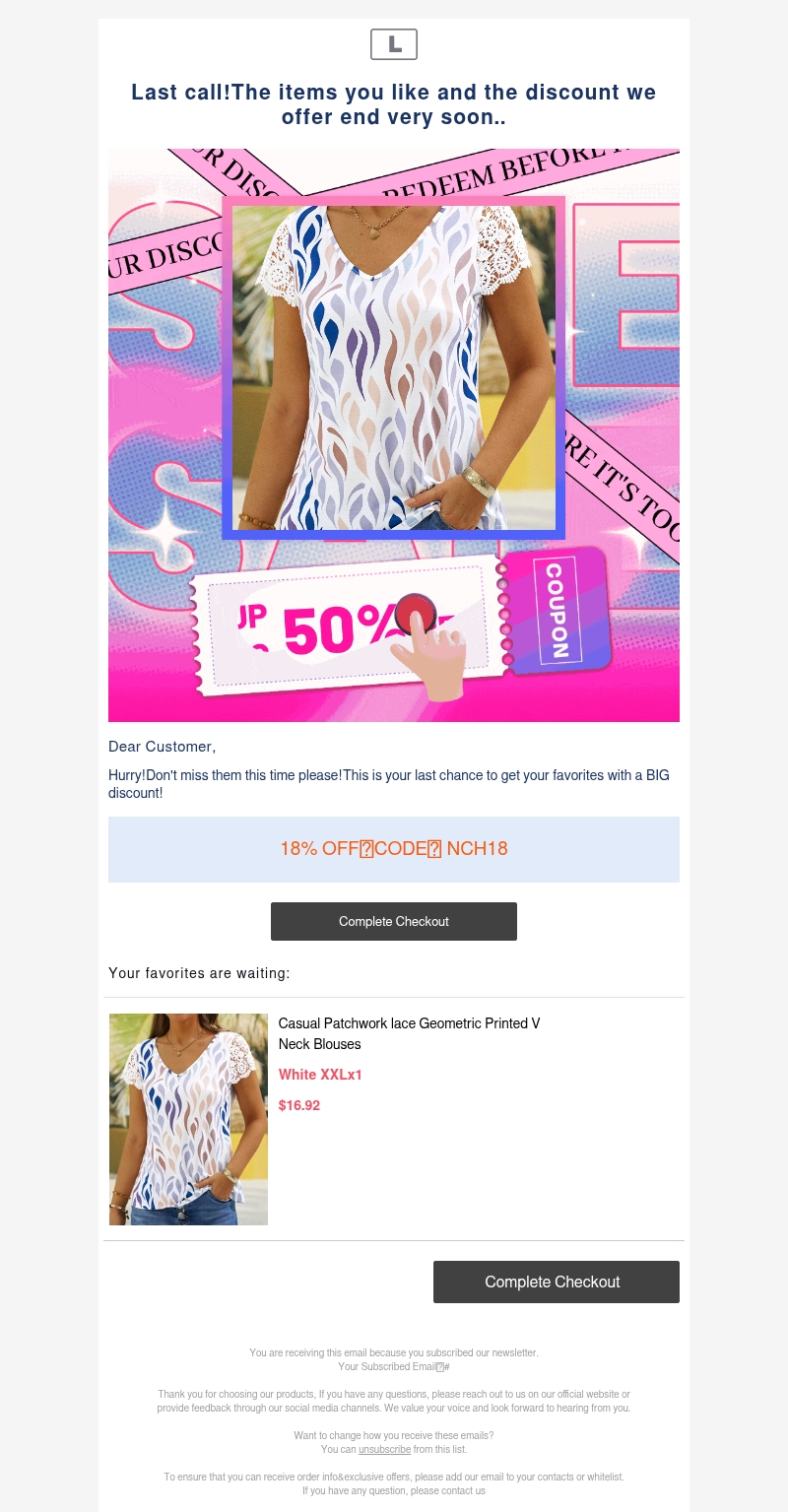 Last call!The items you like and the discount we offer end very soon.. Last call!The items you like and the discount we offer end very soon..