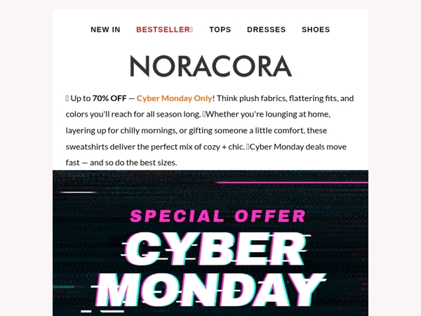 ✨ Your Cyber Monday Cozy Upgrade: New Sweatshirts! Up to 70% off!🧡