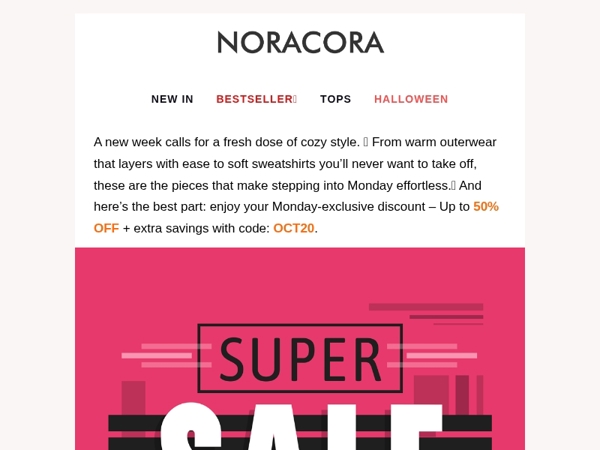 🌟 New Week, New Style Essentials – Monday Deals Inside! 💫Up to 50% OFF!