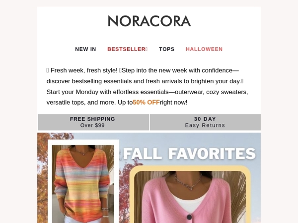 ✨ Fresh Start: New Week, New Style Essentials – Up to 50% OFF! 💫