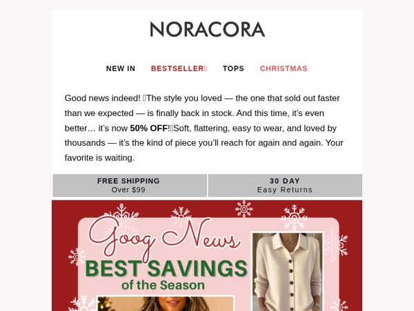 ✨ Good News! Your Most-Loved Style Returns in Stock— Now 50% OFF!💫