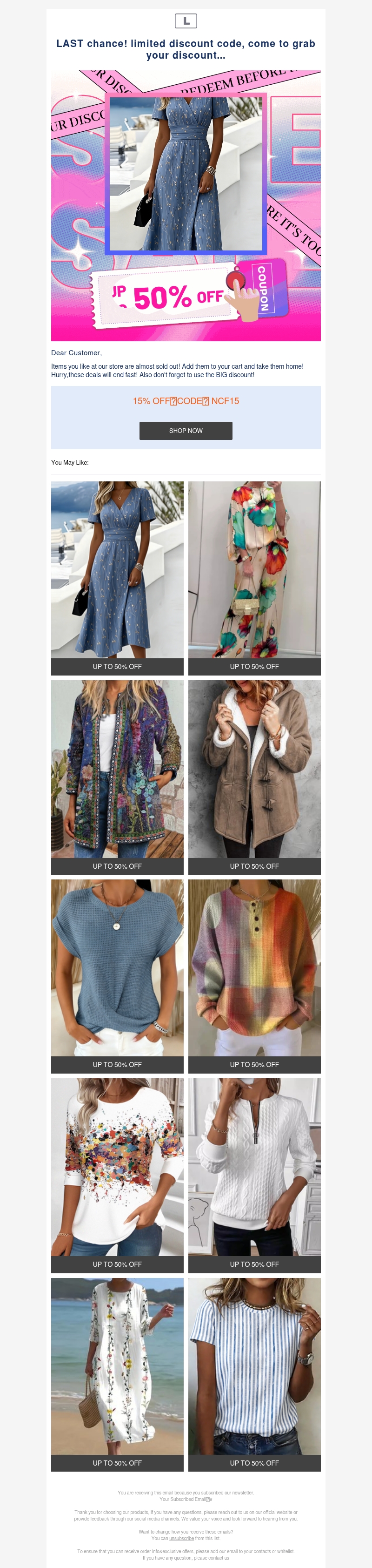 LAST chance! limited discount code, come to grab your discount... LAST chance! limited discount code, come to grab your discount...