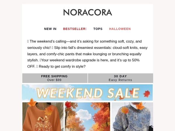 🎉 Weekend Starts Now – Fall Essentials Up to 50% OFF! ✨