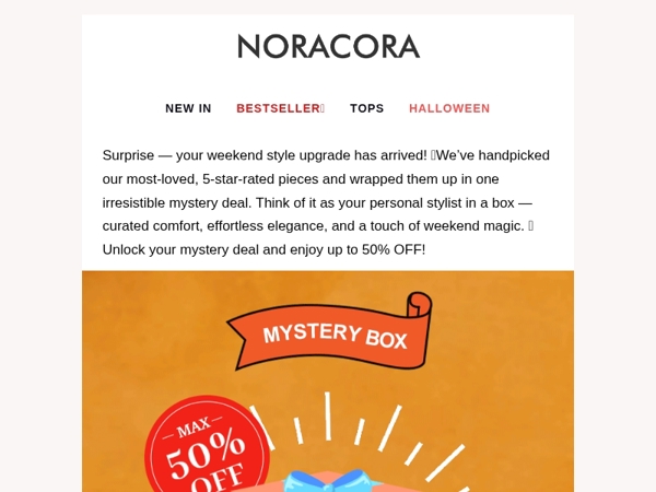 🎁 Your Personal Stylist in a Box! Weekend-Only Mystery Deal – 50% OFF 5 Star-Rated Looks! 👑