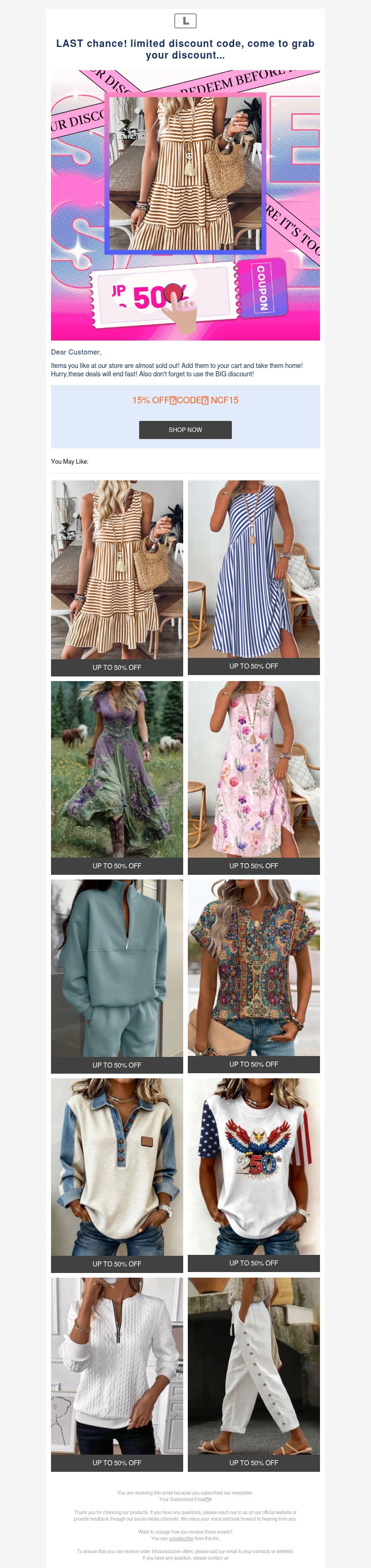 LAST chance! limited discount code, come to grab your discount... LAST chance! limited discount code, come to grab your discount...