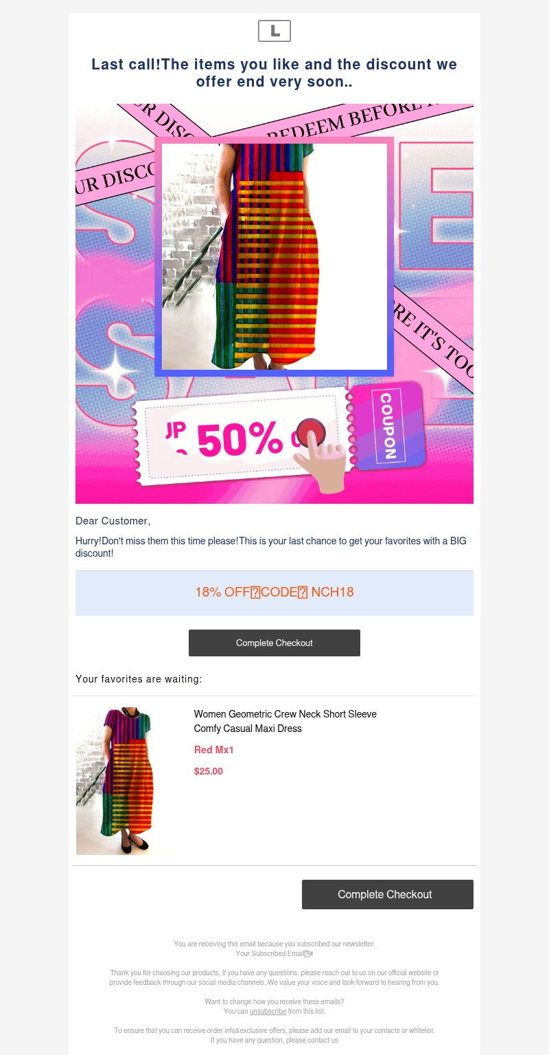 Last call!The items you like and the discount we offer end very soon.. Last call!The items you like and the discount we offer end very soon..