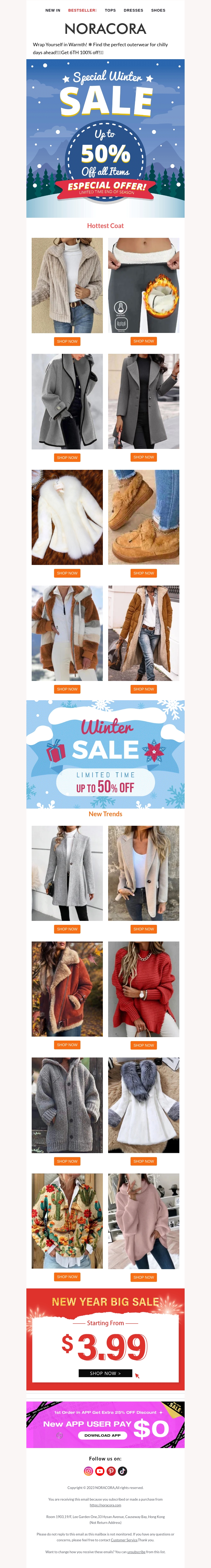 Cold Weather, Hot Styles! π₯ Shop our collection of chic outerwear now!β¨Save Up to 50% OFF!π Cold Weather, Hot Styles! π₯ Shop our collection of chic outerwear now!β¨Save Up to 50% OFF!π