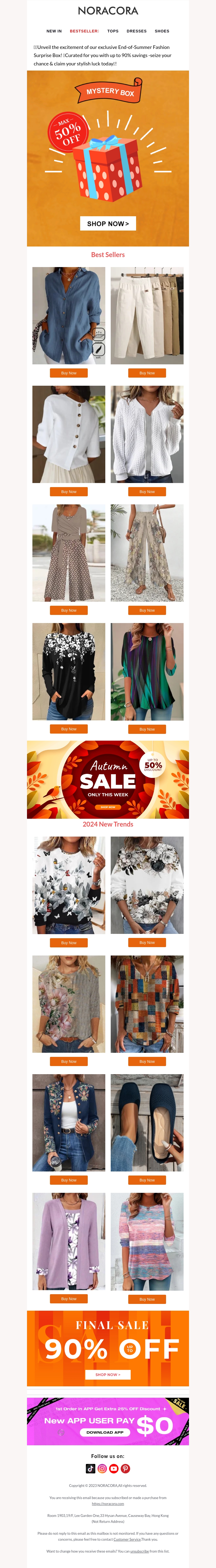 Stay trendy with our latest styles!๐ดEnd-of-Summer saleโup to 50% off mystery boxes!๐ Stay trendy with our latest styles!๐ดEnd-of-Summer saleโup to 50% off mystery boxes!๐