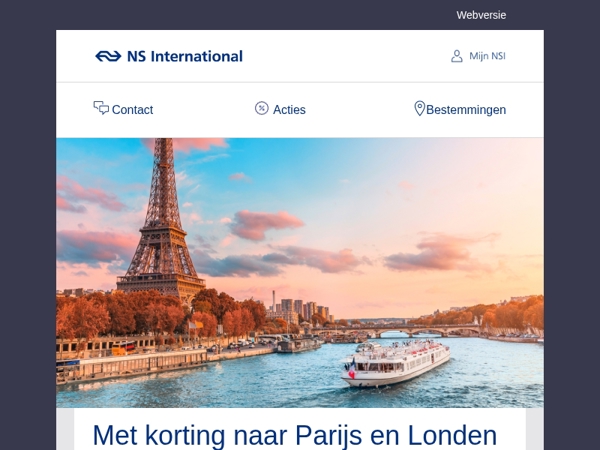 Nu: Met 20% korting naar Parijs en Londen