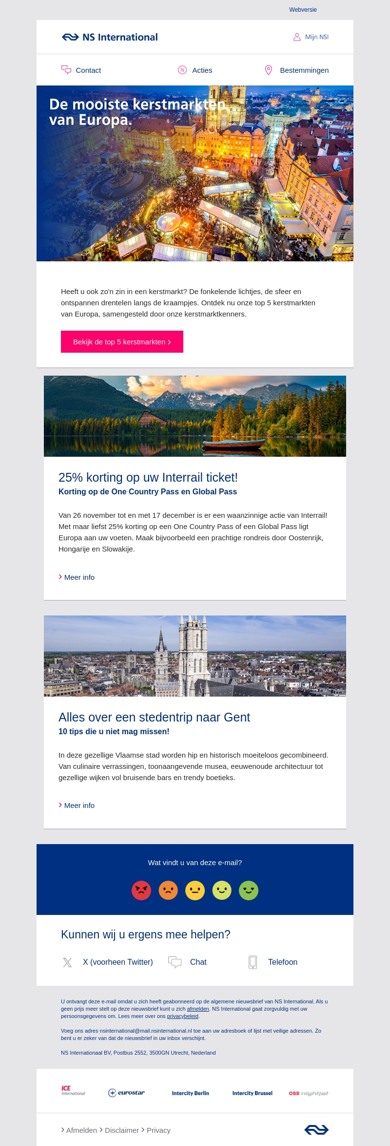 Interrail: 25% korting, Gent must-sees & kerstmarkt tips Interrail: 25% korting, Gent must-sees & kerstmarkt tips