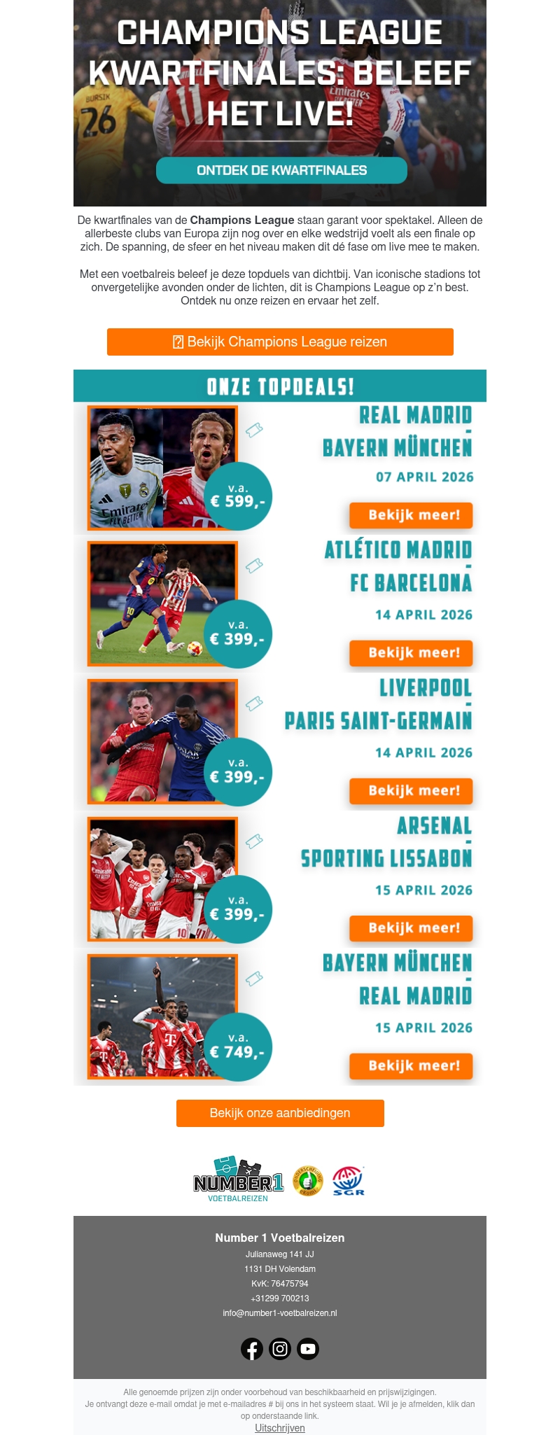 🏟️ Kwartfinales Champions League: dit wil je niet missen
🏟️ Kwartfinales Champions League: dit wil je niet missen