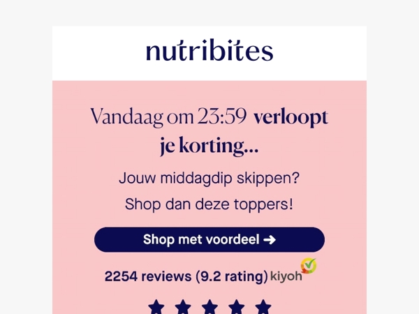 Vandaag om 23:59 verloopt je korting!