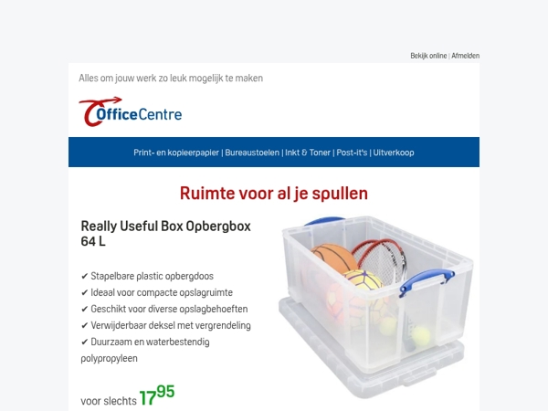 📦 Houd overzicht met de ruime 64L opbergbox