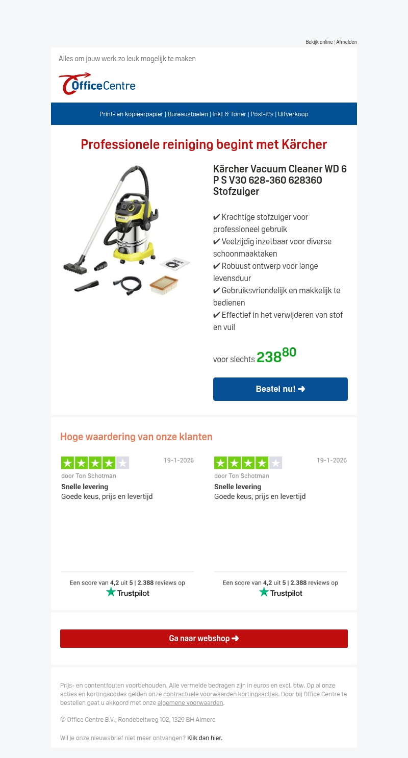 Krachtige stofzuiger voor professioneel schoonmaakwerk Krachtige stofzuiger voor professioneel schoonmaakwerk