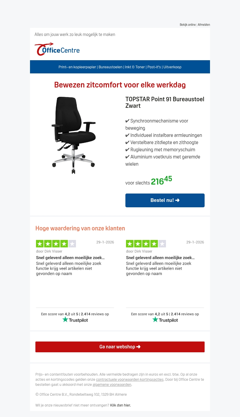 Onze bestseller voor elke werkdag: TOPSTAR Point 91 Onze bestseller voor elke werkdag: TOPSTAR Point 91