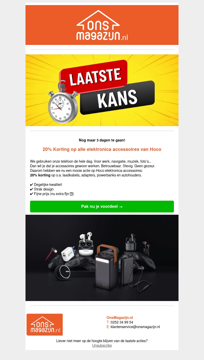 Laatste kans - 20% korting op elektronica accessoires 🔌💸 Laatste kans - 20% korting op elektronica accessoires 🔌💸