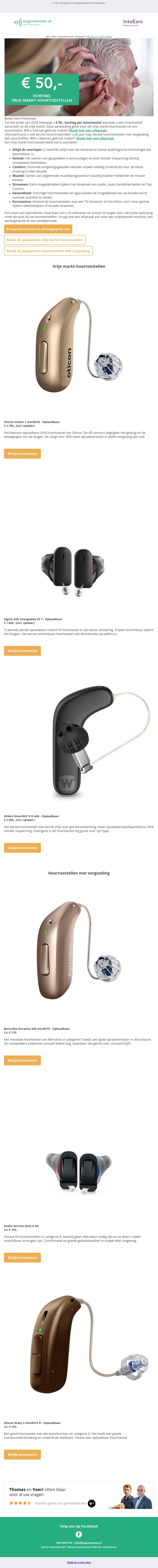 Profiteer van € 50,- korting per vrije markt-hoortoestel Profiteer van € 50,- korting per vrije markt-hoortoestel