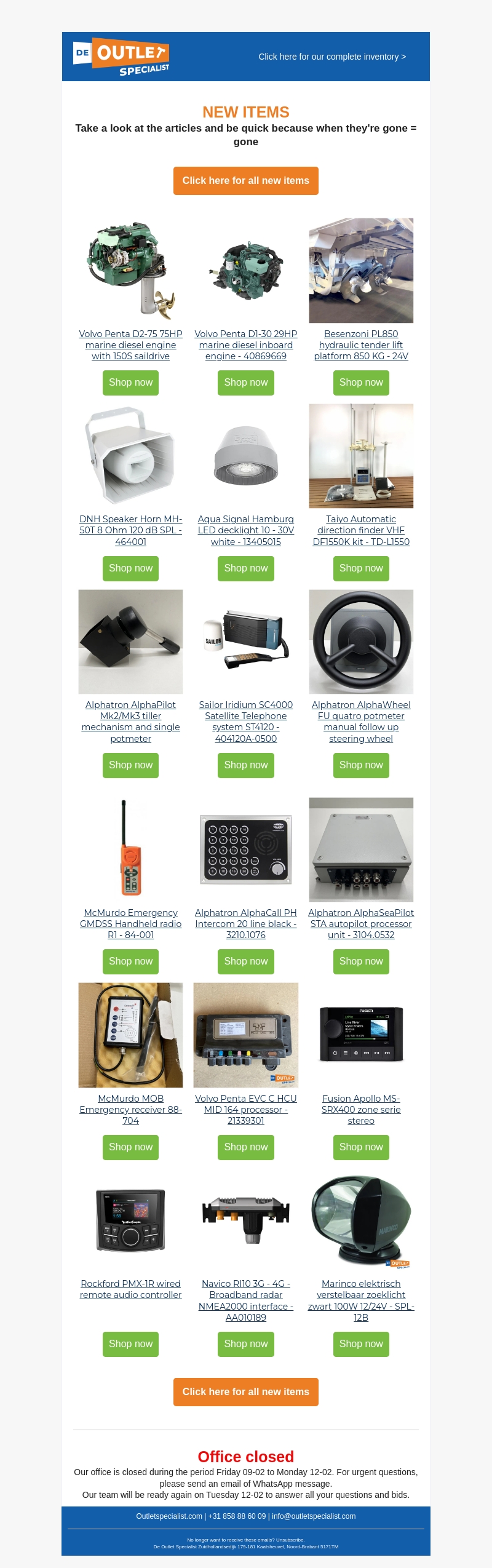 NEW: Engines, Tenderlifts, Navigation equipment, Marine Audio π¨ NEW: Engines, Tenderlifts, Navigation equipment, Marine Audio π¨