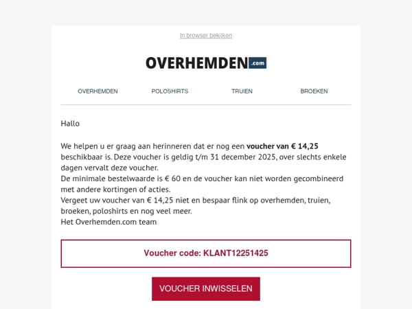 Belangrijk ⚠️ Uw voucher van €14,25 verloopt morgen