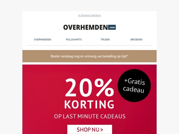Laatste kans 🎄 20% korting op alle Last Minute Cadeaus