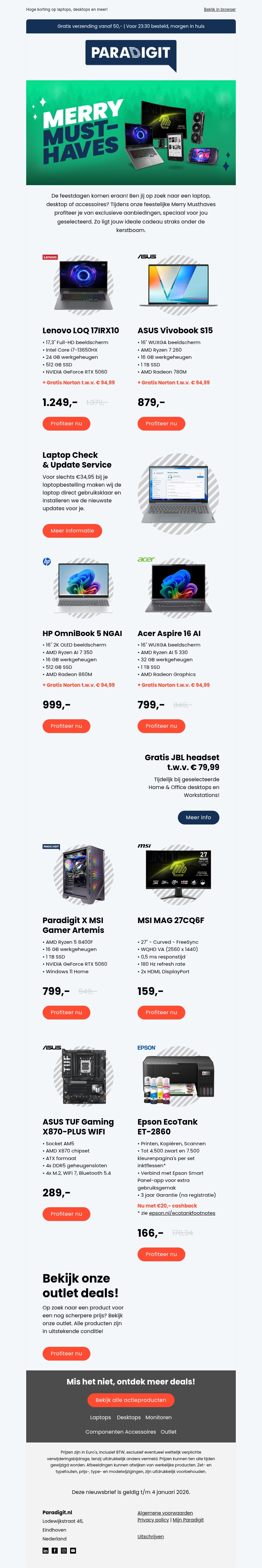 Profiteer nog snel voor de feestdagen van onze Merry Musthaves deals! Profiteer nog snel voor de feestdagen van onze Merry Musthaves deals!