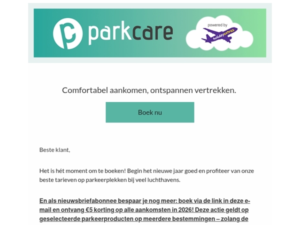 Nieuw: €5 korting op alle aankomsten in 2026