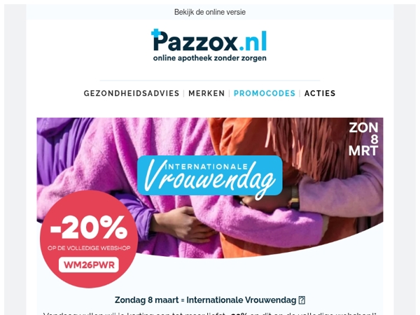 Internationale Vrouwendag: -20% op de volledige webshop