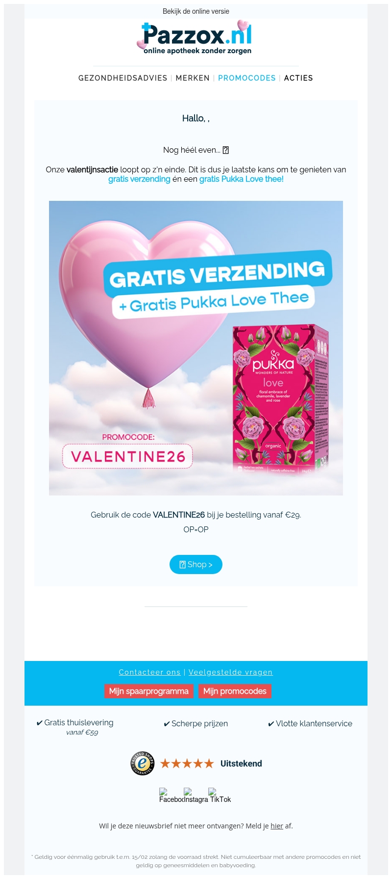 ๐ Laatste kans: gratis verzending + cadeau ๐ Laatste kans: gratis verzending + cadeau