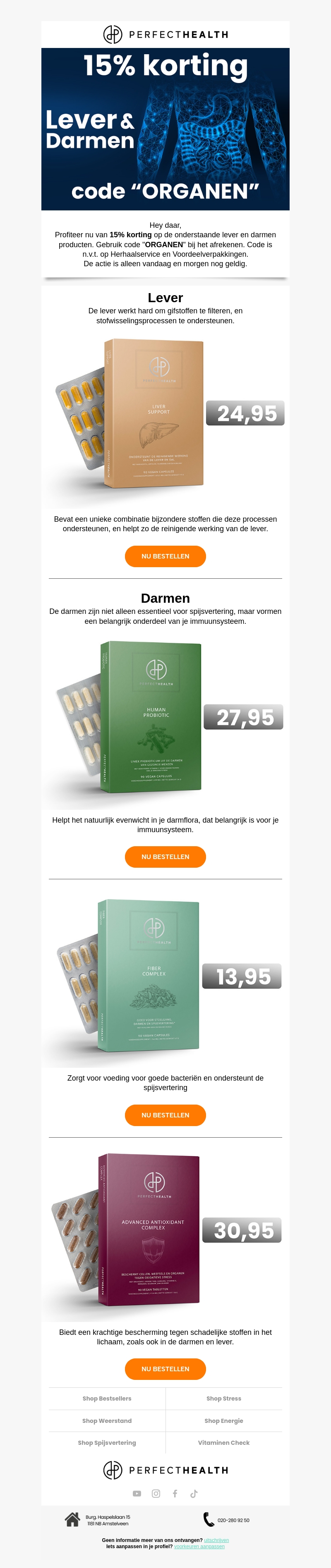 Actie loopt af: 15% korting op lever en darmen producten! Actie loopt af: 15% korting op lever en darmen producten!