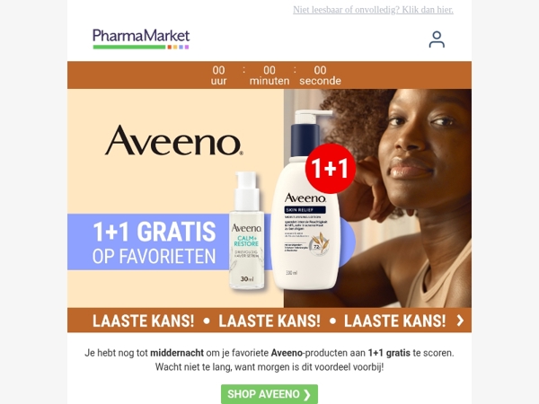 ⌛ Laatste kans: 1+1 op favorieten Aveeno