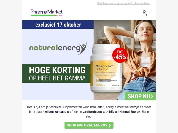 Tot -45% op Natural Energy vandaag 🎉