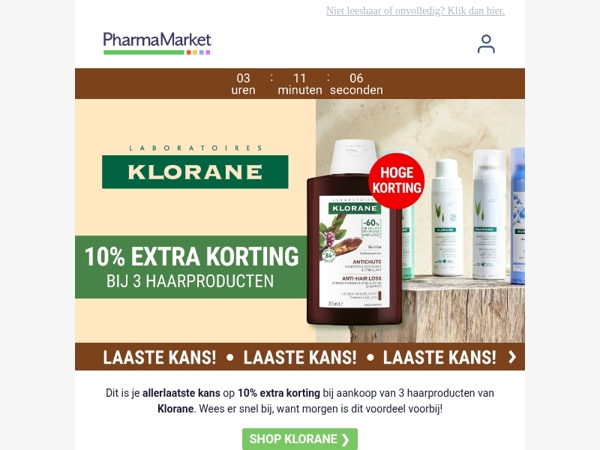 ⌛ Allerlaatste kans: extra korting op Klorane!