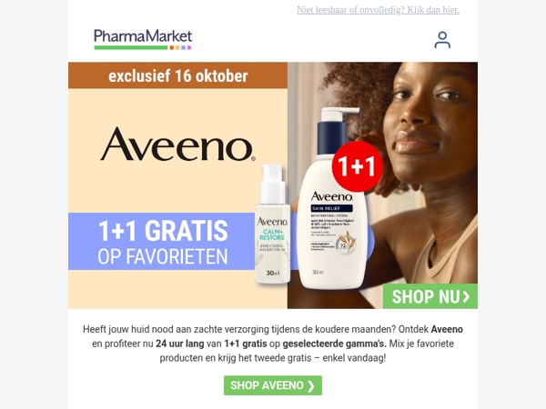 Alleen vandaag: 1+1 op favorieten Aveeno
