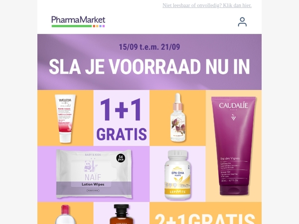 1+1 en 2+1 gratis: sla je voorraad nu in!