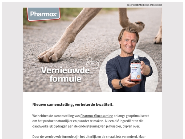 De Pharmox Glucosamine is vernieuwd: nu nog puurder voor jouw huisdier! 💛
