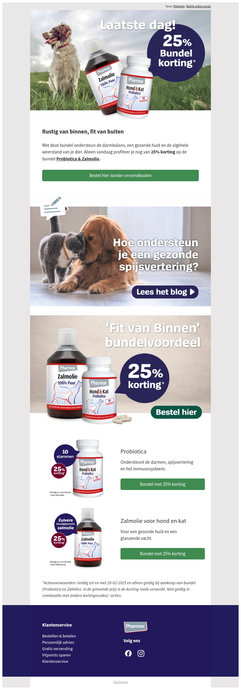 Laatste dag met 25% KORTING op bundel: Zalmolie- & Probiotica Laatste dag met 25% KORTING op bundel: Zalmolie- & Probiotica