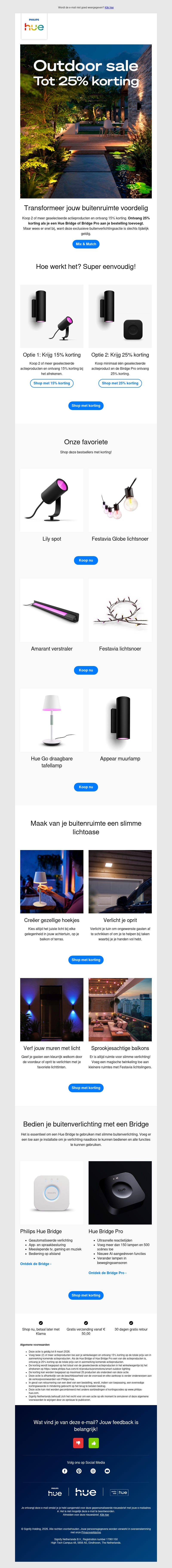 Sale! Tot 25% korting op slimme buitenverlichting Sale! Tot 25% korting op slimme buitenverlichting