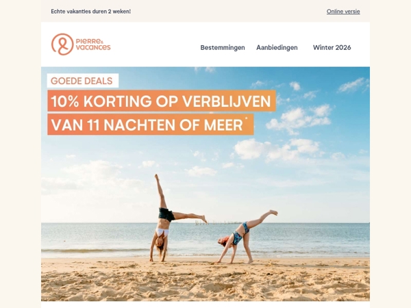-10% korting op uw verblijven van 11 nachten of meer 😎
