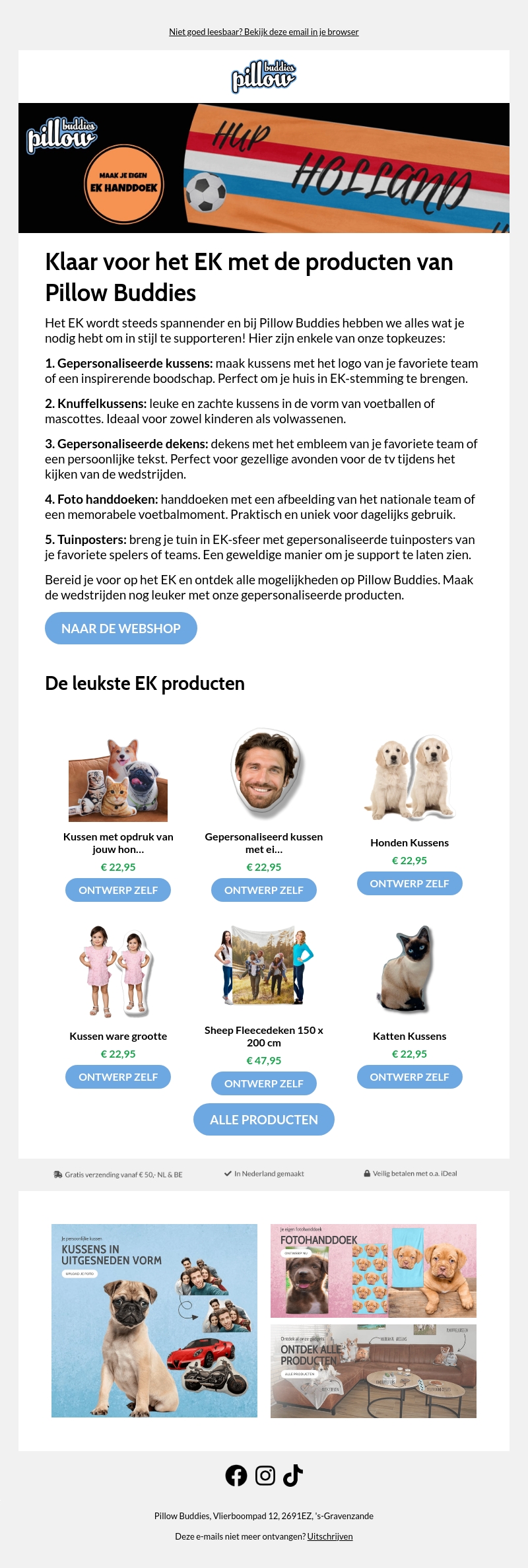 Klaar voor het EK met de producten van Pillow Buddies Klaar voor het EK met de producten van Pillow Buddies