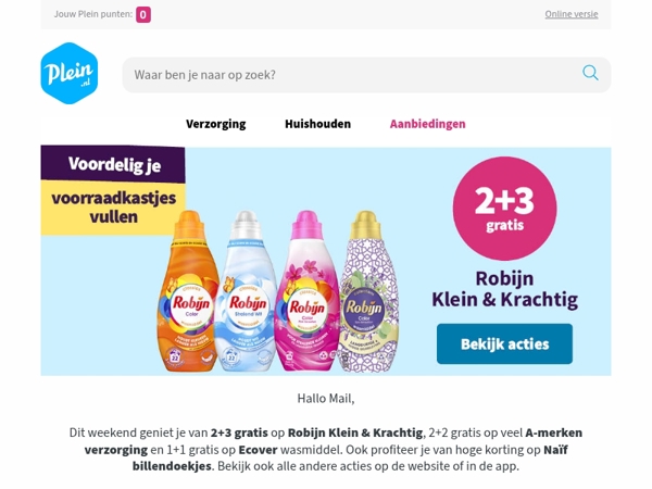 Dit weekend 2+3 gratis op Robijn Klein & Krachtig