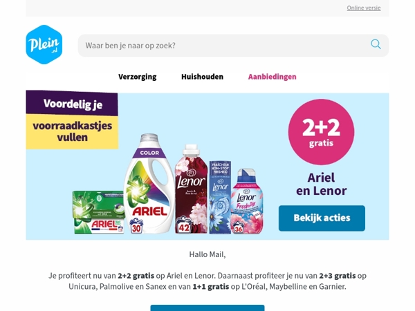 Nu 2+2 gratis op Ariel en Lenor